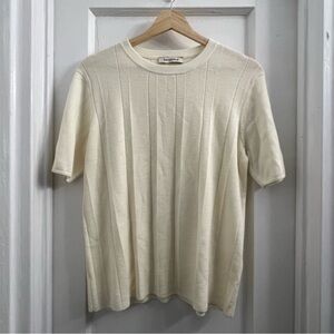Gentle Herd Merino Wool Short Sleeve Sweater T Shirt, cream, S (photo shows tan)